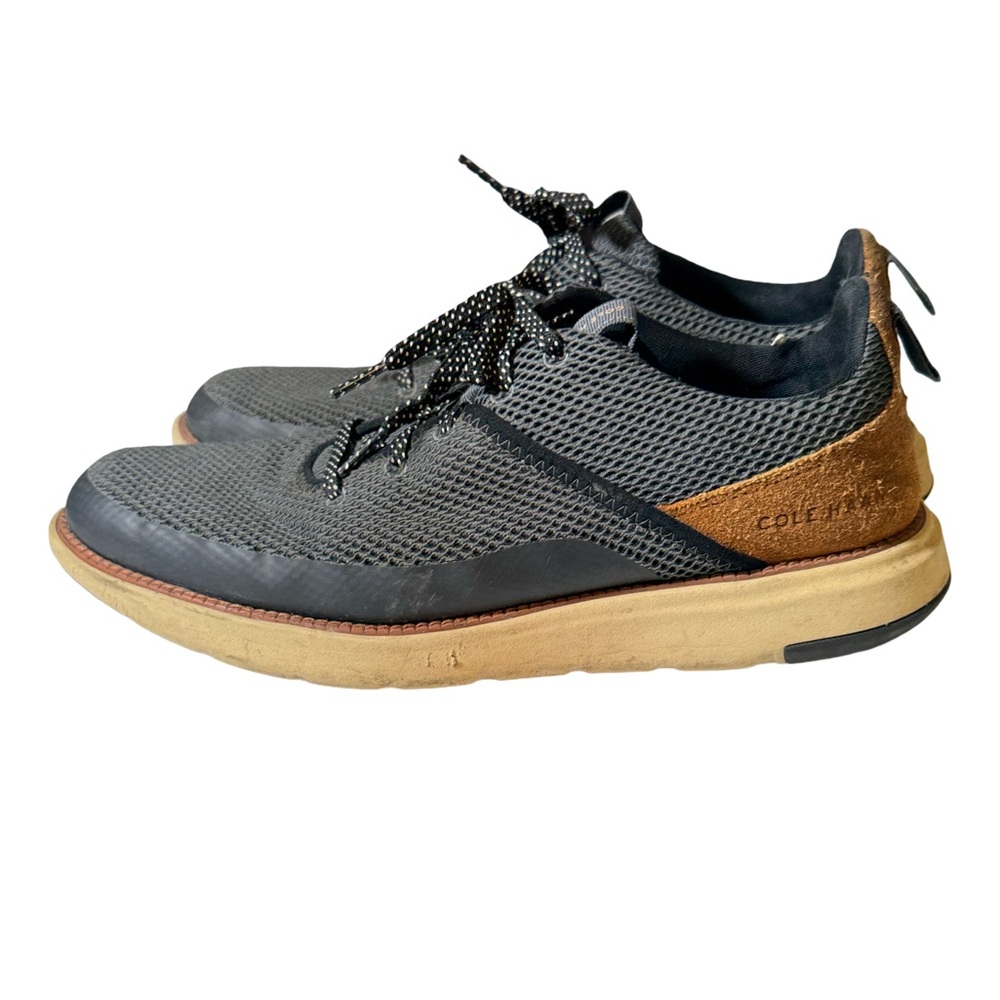 Cole Haan mens 10 M gray brown knit mesh lightweight lace up sneaker shoes